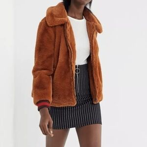 J.O.A faux fur bomber  jacket Mob Wife Dark Academia